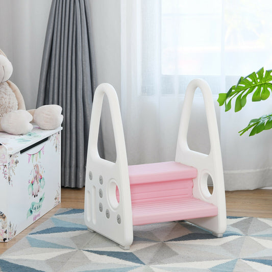 Kids Step Stool With Armrest, Pink Toddler & Kids Furniture Pink at Gallery Canada