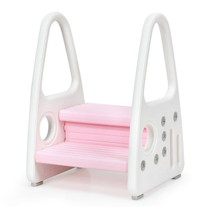 Kids Step Stool Learning Helper with Armrest for Kitchen Toilet Potty Training, Pink at Gallery Canada
