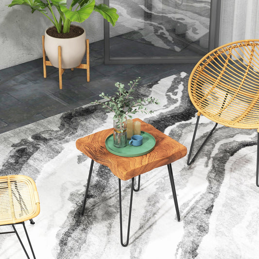 Square Reclaimed Recycled Indonesia Teak Wood End Table, Brown End & Side Tables Brown at Gallery Canada