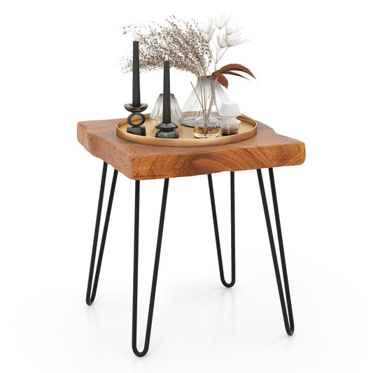 Square Reclaimed Recycled Indonesia Teak Wood End Table, Brown at Gallery Canada