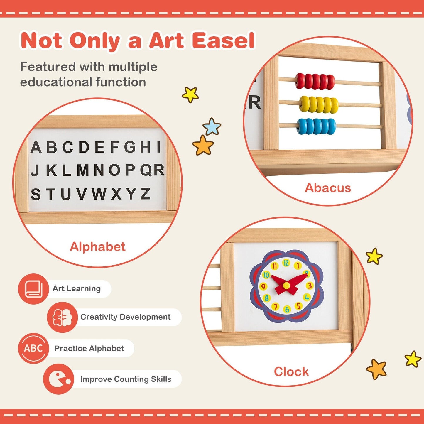 3-in-1 Wooden Art Easel for Kids with Drawing Paper Roll, Multicolor