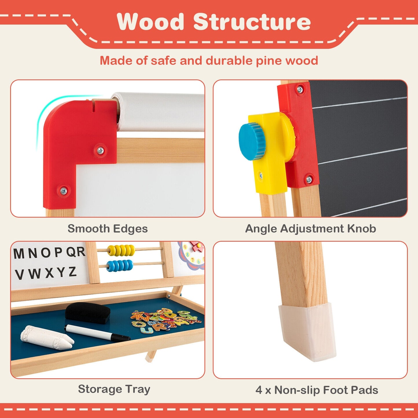 Kids Wooden Art Easel, 3-In-1 With Paper Roll, Multicolor Art Easels at Gallery Canada