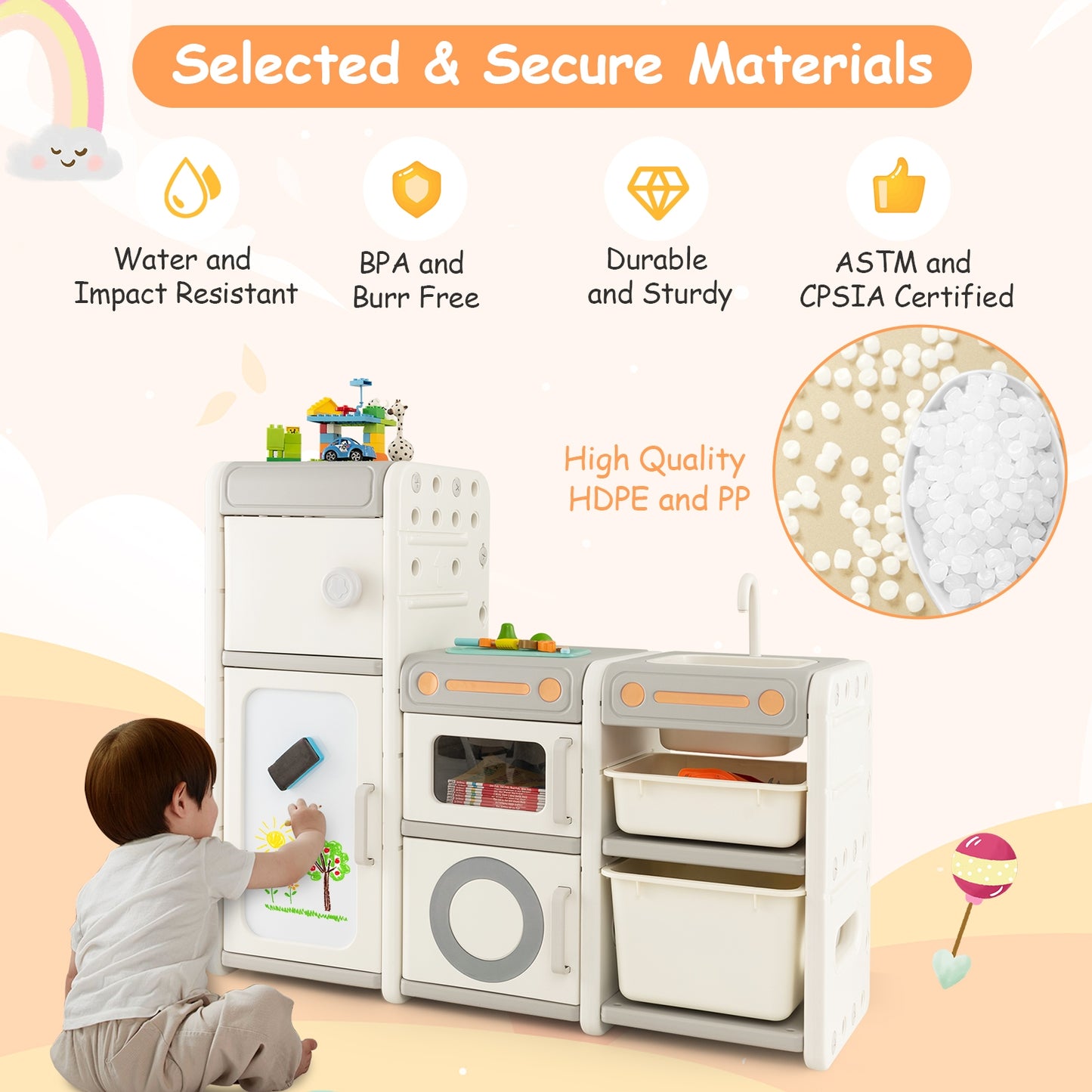 Multipurpose Toy Chest and Bookshelf with Magnetic Whiteboard, Gray Kids Storage at Gallery Canada