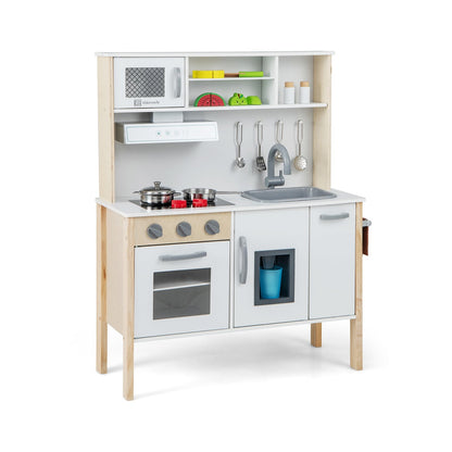 Wooden Pretend Play Kitchen Set for Toddlers, White