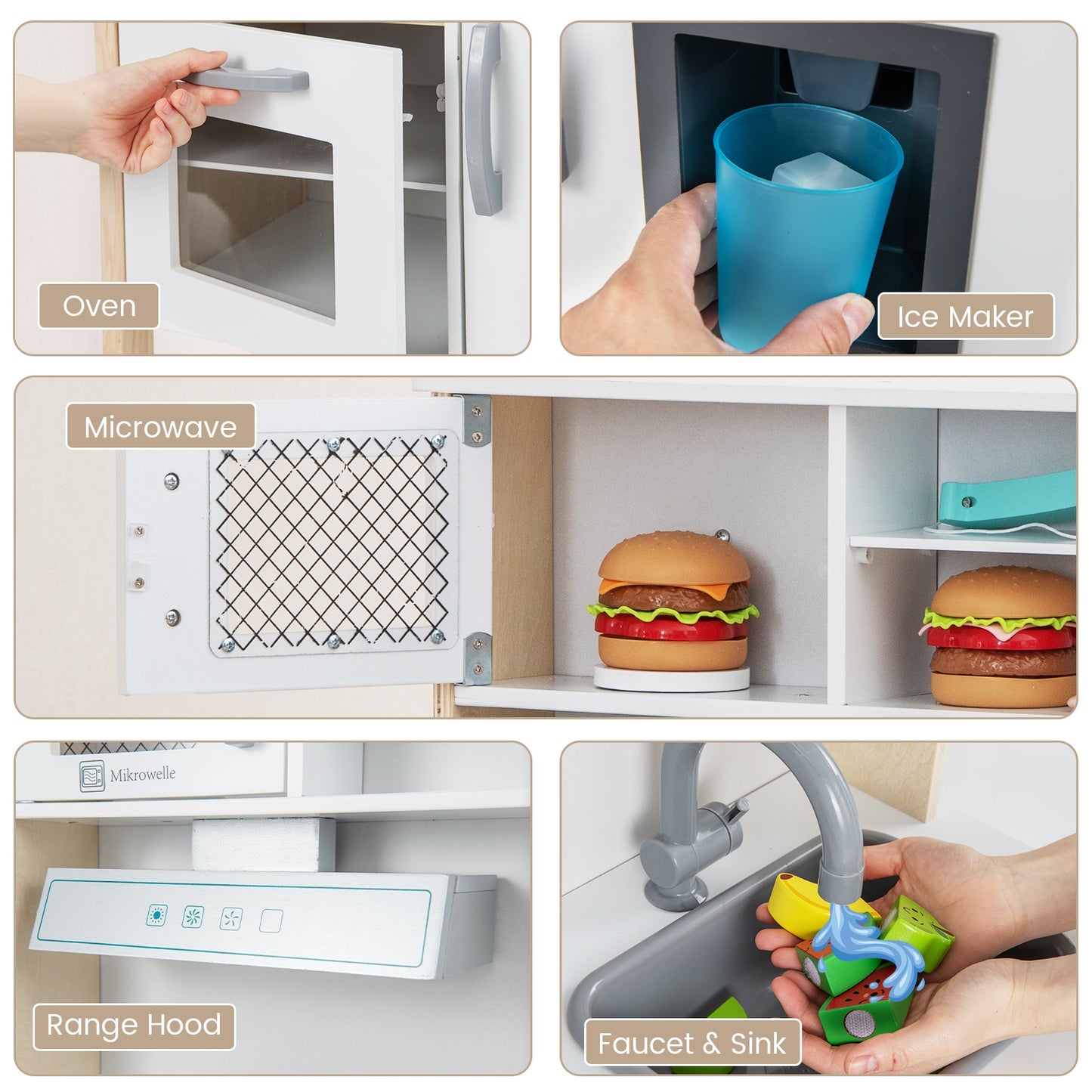 Wooden Pretend Play Kitchen Set for Toddlers, White Play Kitchen Sets at Gallery Canada