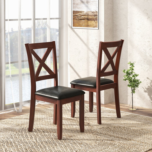Wooden Kitchen Dining Chair Set, 2 Pack, Padded Seat, Black Dining Chairs Black at Gallery Canada