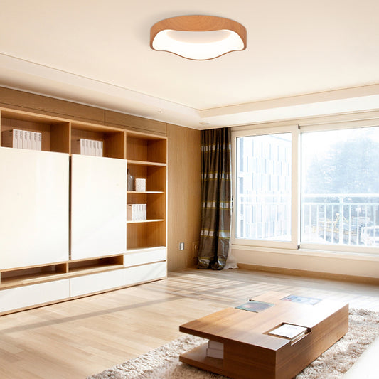 Modern LED Ceiling Light, Wood Pattern, Metal Frame, Natural Ceiling Lights Natural at Gallery Canada