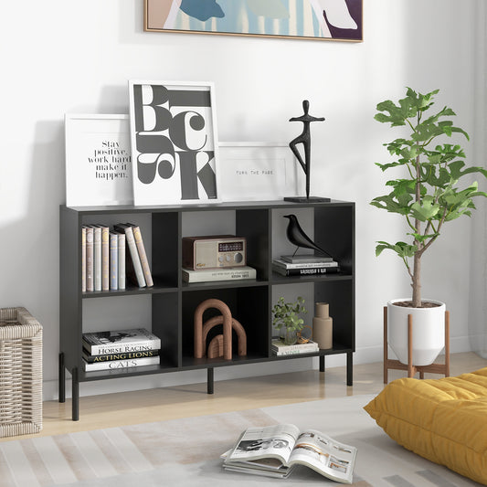 Open-Back Bookshelf with Drawer for Study, Black Bookcases Black at Gallery Canada