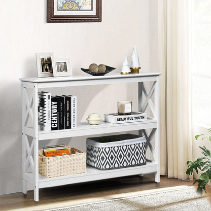 3-Tier Console X-Design Sofa Side Accent Table, White at Gallery Canada