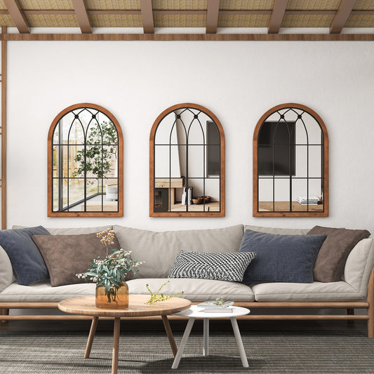 Arched Window Mirror With Back Board, Natural Wall Mirrors Natural at Gallery Canada