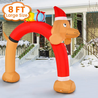 8 Feet Lighted Inflatable Christmas Dachshund Arch with Air Blower, Multicolor