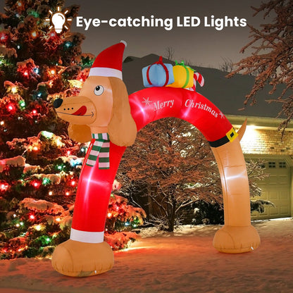 8 Feet Lighted Inflatable Christmas Dachshund Arch with Air Blower, Multicolor