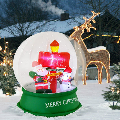 4 Feet Christmas Inflatable Snow Globe with Santa Snowman Road Sign, Multicolor