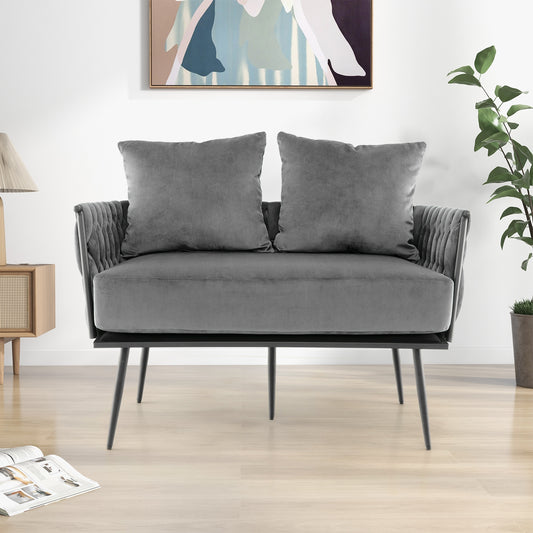 Modern Loveseat Sofa, Upholstered Dutch Velvet Couch, Gray Sofas & Loveseats Gray at Gallery Canada