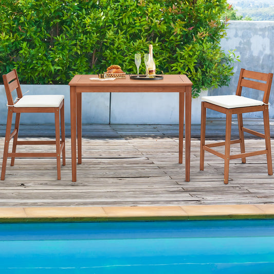 48 Inch x 24 Inch Rectangular Outdoor Eucalyptus Wood Bar Table, Natural Patio Coffee Tables Natural at Gallery Canada