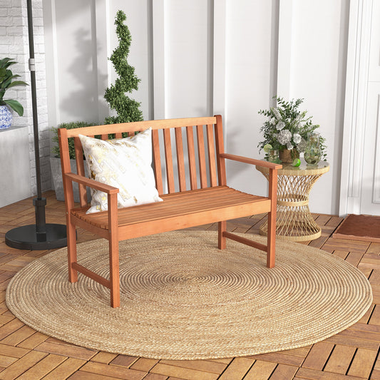2-Seat Patio Wood Bench, Natural Outdoor Benches Natural at Gallery Canada