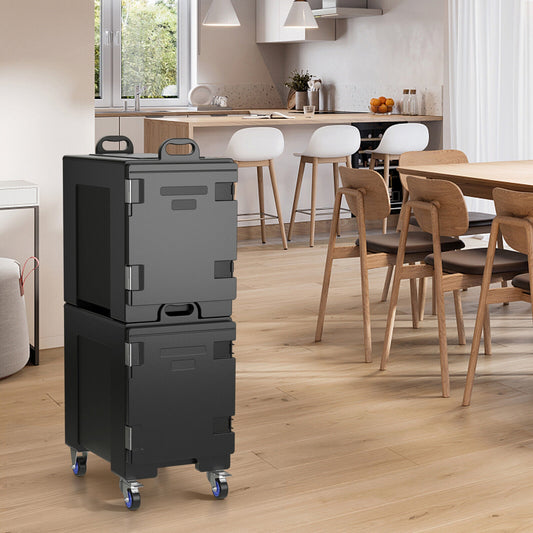 2 Pieces 81 Quart Insulated Food Pan Carrier Stackable, Black Food Warmers & Burners Black at Gallery Canada