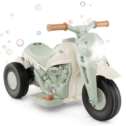 6V Kids Electric Ride on Motorcycle with Bubble Maker and Music, Beige