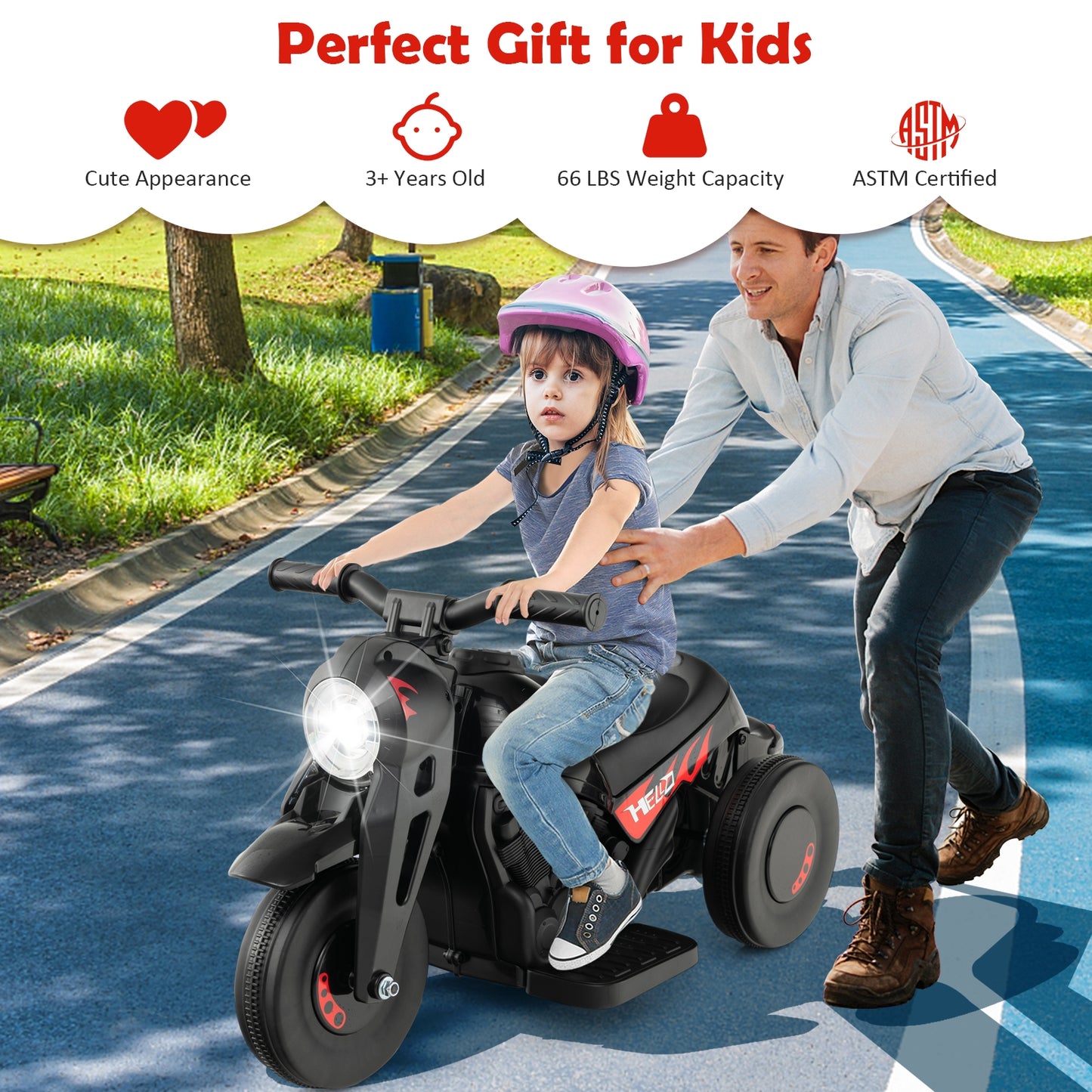 Kids Electric Motorcycle, 6V, Bubble Maker, Music, Black Powered Ride On Toys at Gallery Canada