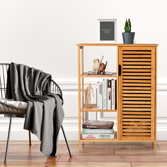 Bamboo Bathroom Storage Cabinet, Single Door, Natural Floor Cabinets Natural at Gallery Canada