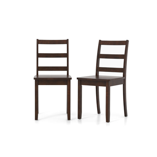 Set of 2 Wood Dining Chairs with Solid Rubber Wood Legs, Brown