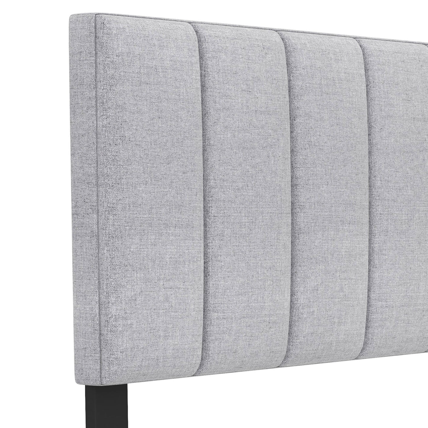 Linen Upholstered Headboard, Solid Wood Legs, Adjustable Width, Gray