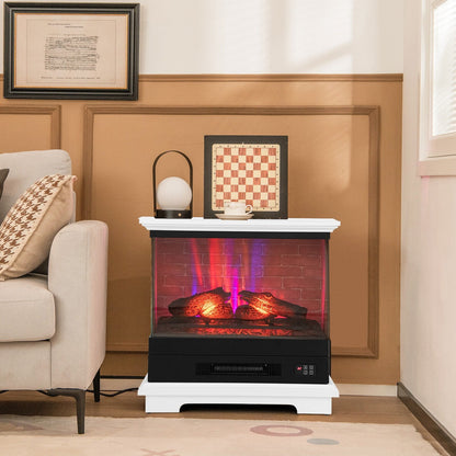 27 Inch Freestanding Fireplace with Remote Control, White