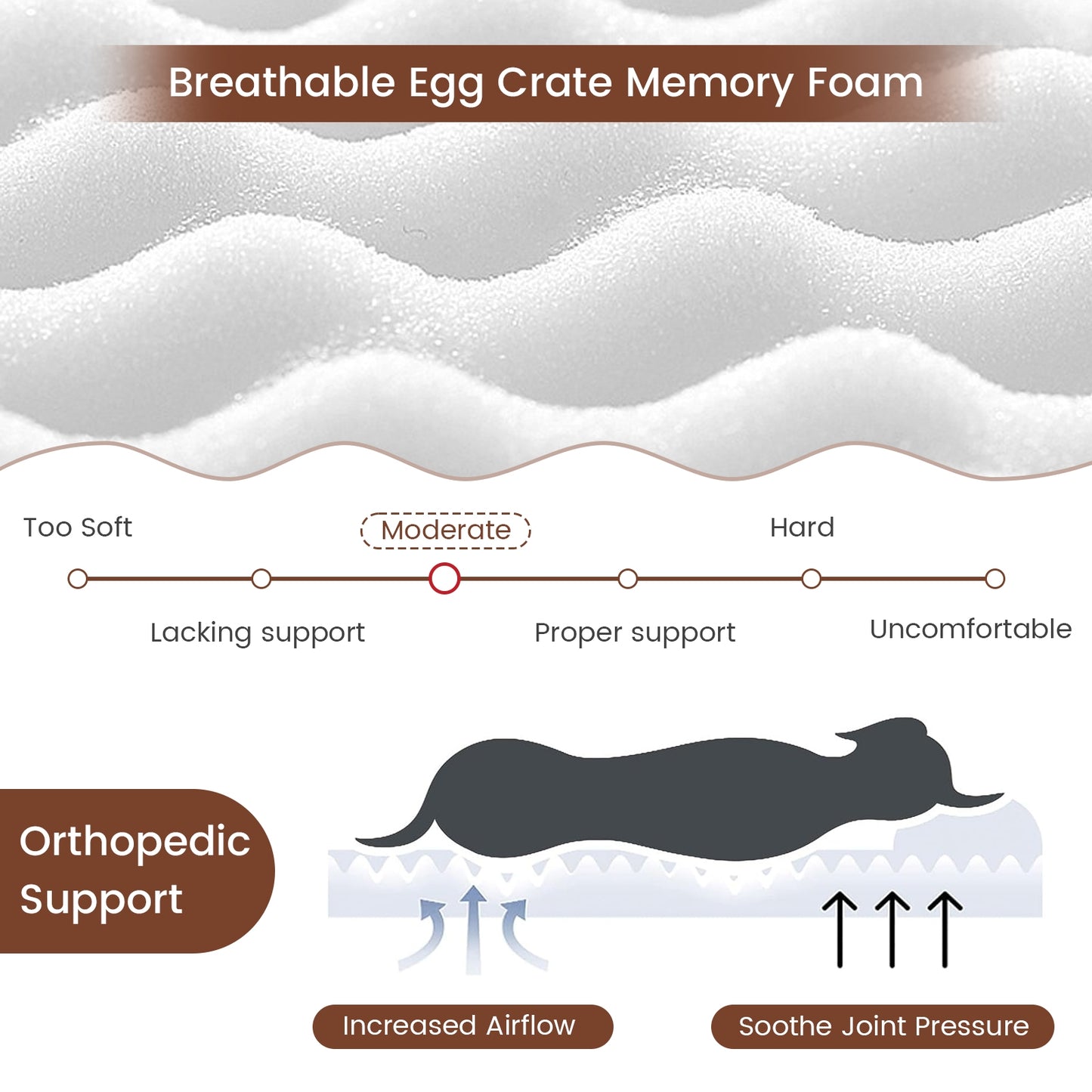 Orthopedic Dog Bed with Memory Foam Support for Large Dogs, Gray Dog Supplies at Gallery Canada