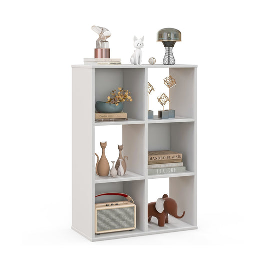 6-Cube Bookshelf 4-Tier Floor Display Shelf, White - Gallery Canada