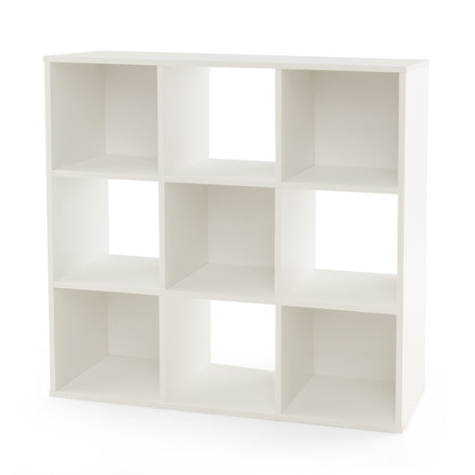 Wooden Kids Bookcase with Storage Cubbies and Anti-toppling Devices, White