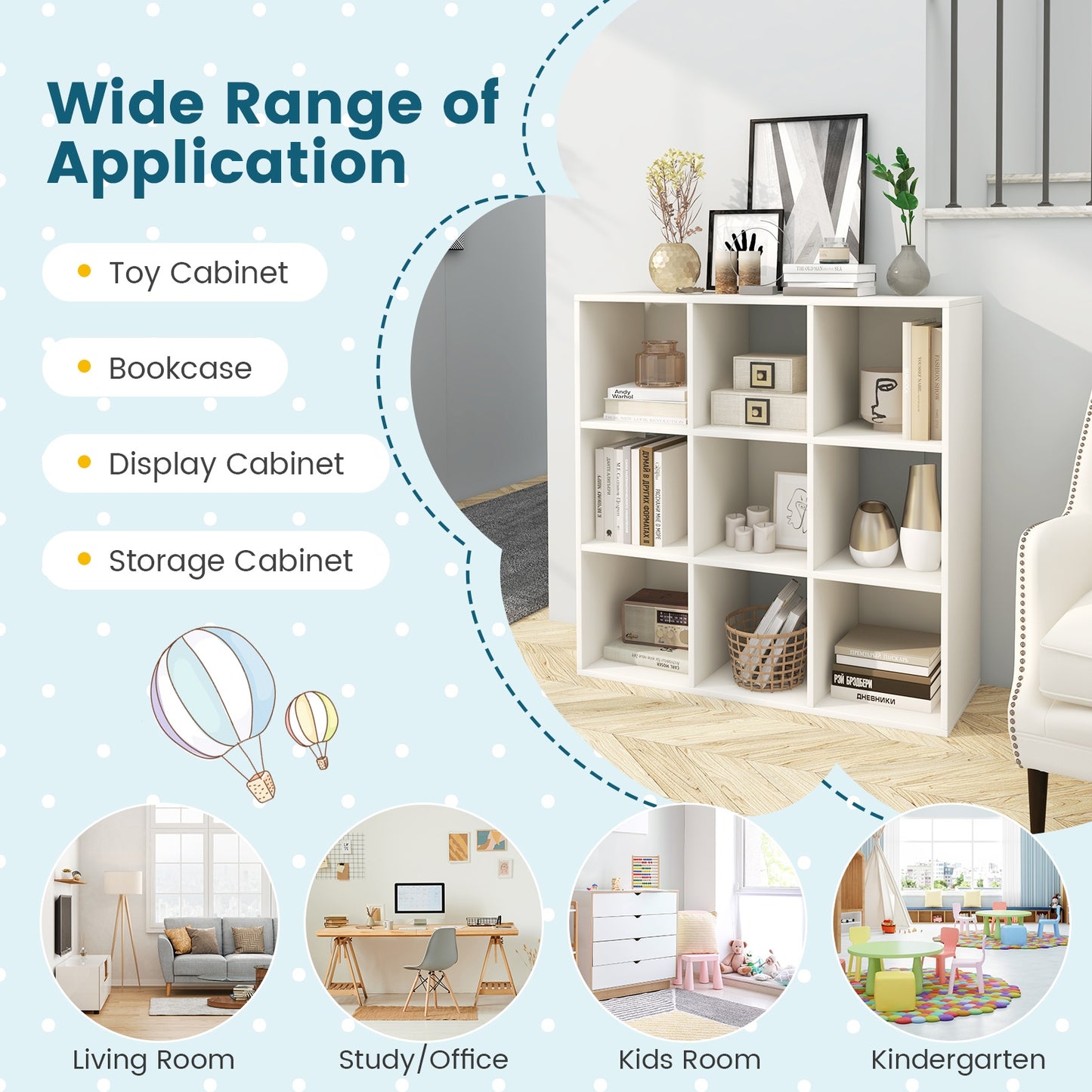 Wooden Kids Bookcase, With Storage Cubbies, White Kids Storage at Gallery Canada