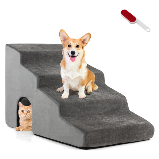 4-Tier High Density Foam Dog Ramps Extra Wide Pet Stairs with Non-slip Bottom at Gallery Canada