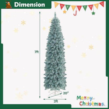 5 FT/7 FT Pre-lit Artificial Christmas Tree with 343 Branch Tips and Multi-color LED Lights-7 ft, Green