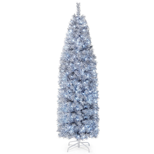 6 FT Pre-Lit Artificial Christmas Tree with 250 Cool-White LED Lights Black and White-7 ft, Black & White at Gallery Canada
