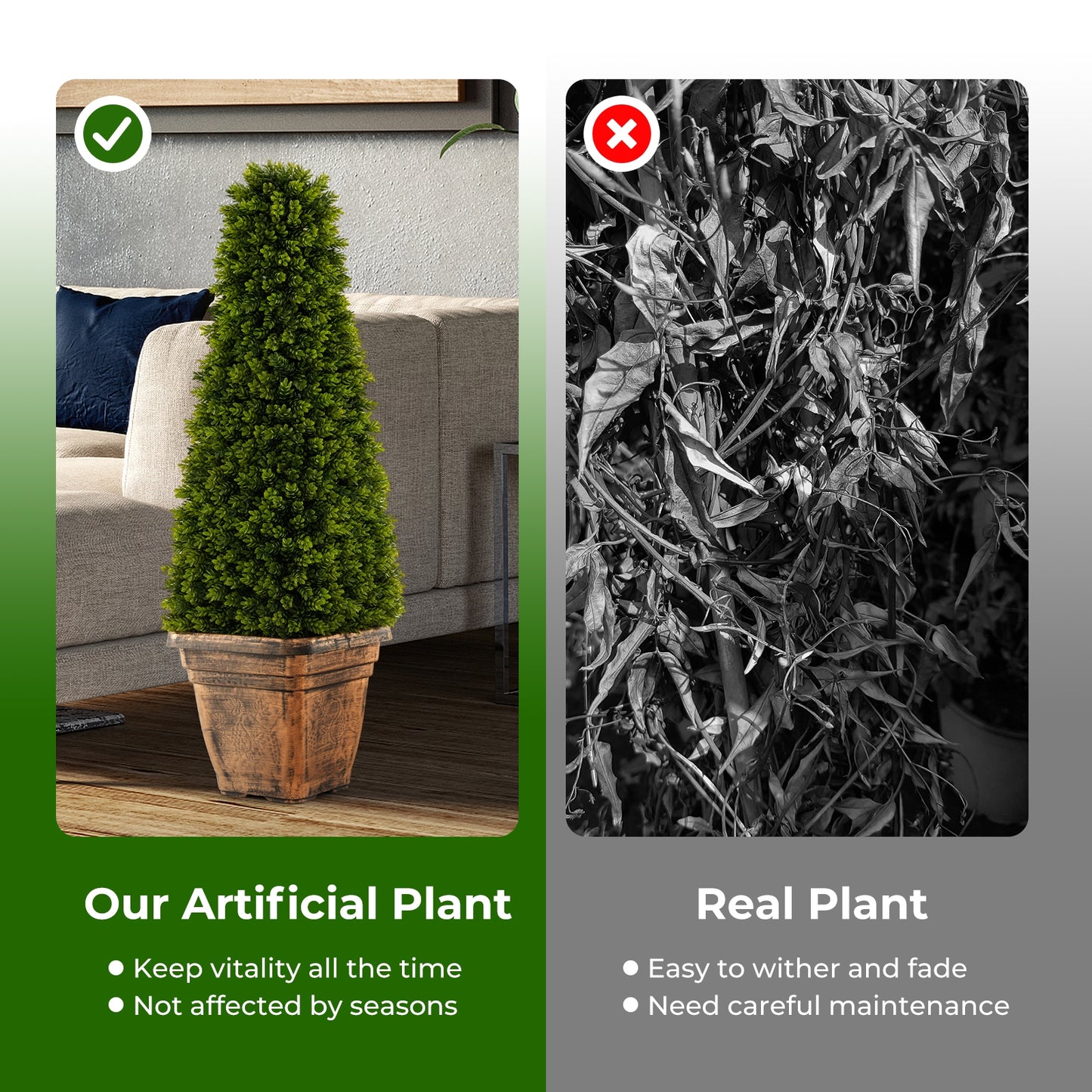 3 Feet Artificial Boxwood Topiary Tree, Cement Flowerpot, Green Faux Plants at Gallery Canada