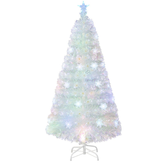 5/6/7 Feet Pre-Lit White Artificial Christmas Tree with Iridescent Leaves-5 Feet, White at Gallery Canada