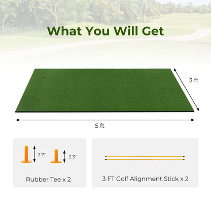 5 x 3 ft Artificial Turf Grass Practice Mat for Indoors and Outdoors-32mm, Green at Gallery Canada