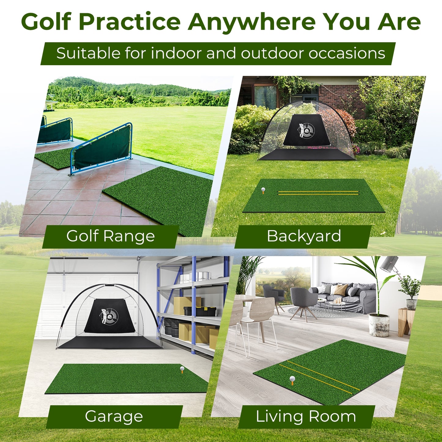5 x 3 ft Artificial Turf Grass Practice Mat for Indoors and Outdoors-32mm, Green Golf at Gallery Canada
