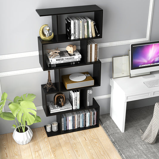 5-Tier Bookshelf with Anti-Toppling Device for Living Room Home Office, Black Bookcases Black at Gallery Canada
