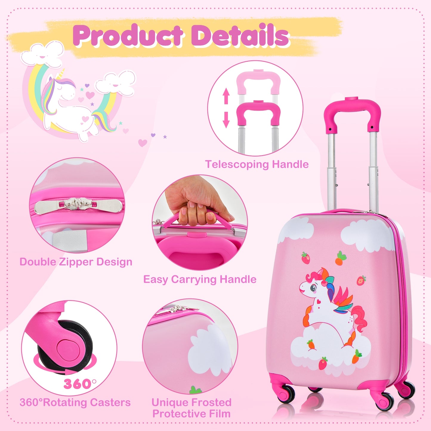 Kids Carry-On Luggage Set, 2 Pieces, 12 Inch Backpack, Multicolor Kids Luggage at Gallery Canada