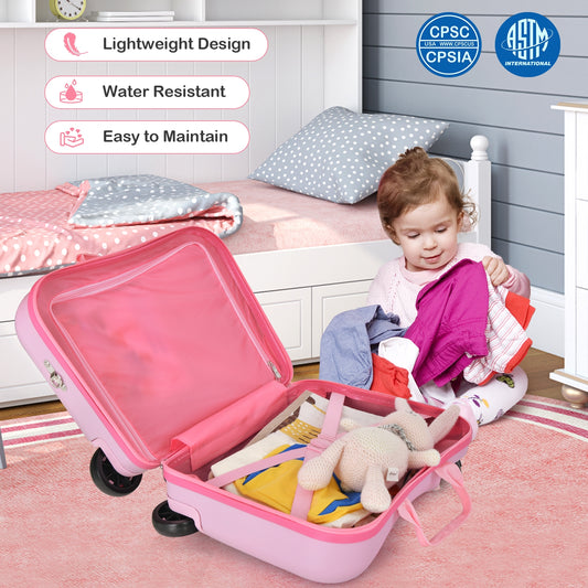 2 Pieces 18 Inch Ride-on Kids Luggage Set with Spinner Wheels, Pink Kids Luggage Pink at Gallery Canada