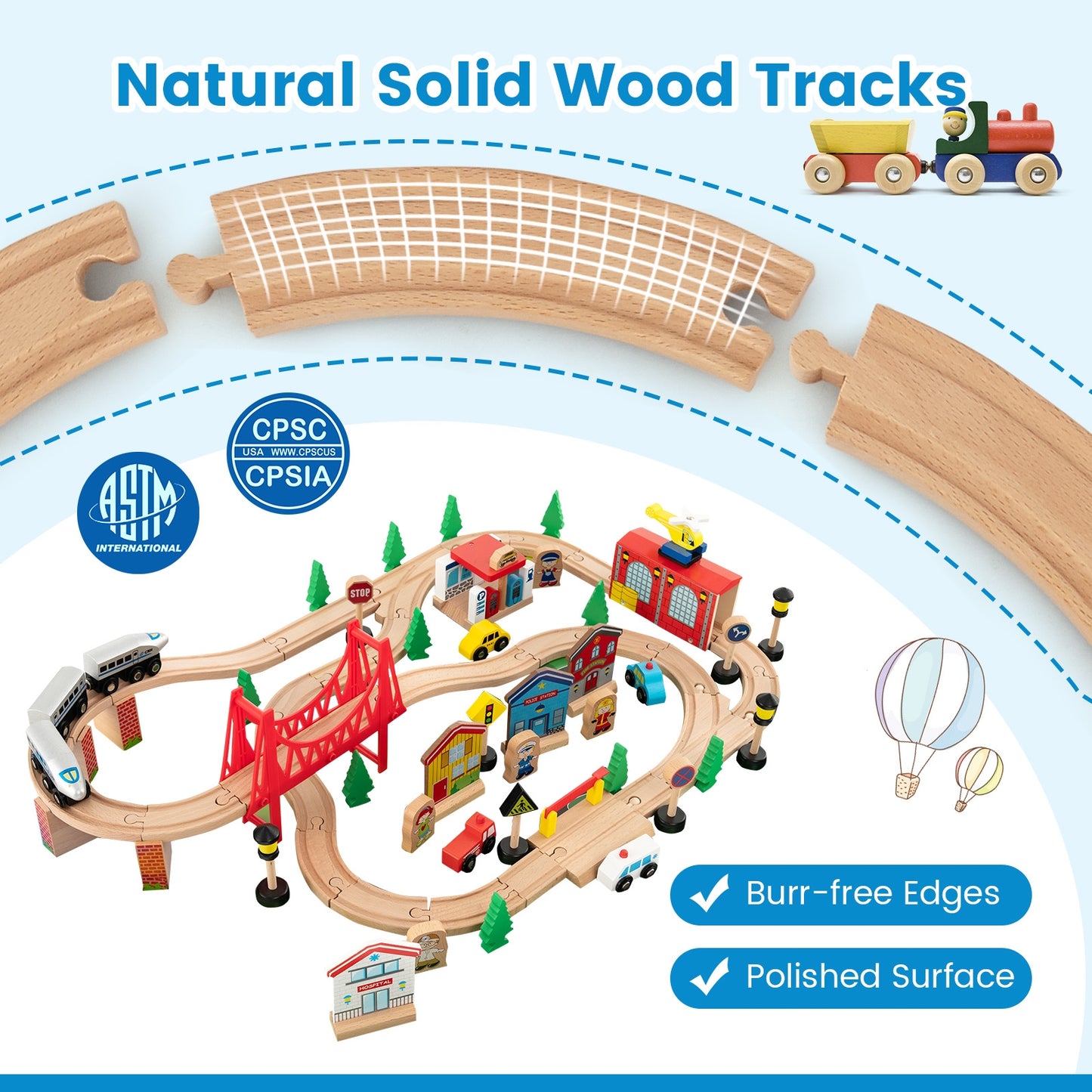 80-Piece Wooden Train Set With Table Learning Toys at Gallery Canada