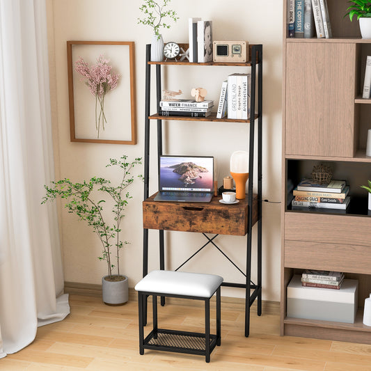 Ladder Vanity Desk Set With Flip Top Mirror, Black Makeup Vanities Black at Gallery Canada