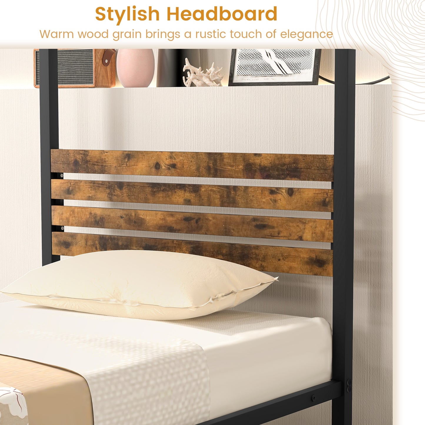 Queen Canopy Bed Frame, Twin Size, Under Bed Storage, Rustic Brown Beds & Bed Frames at Gallery Canada