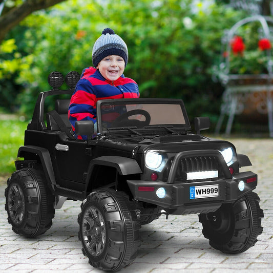 12V Kids Ride On Truck, Remote Control, Double Magnetic Door, Black