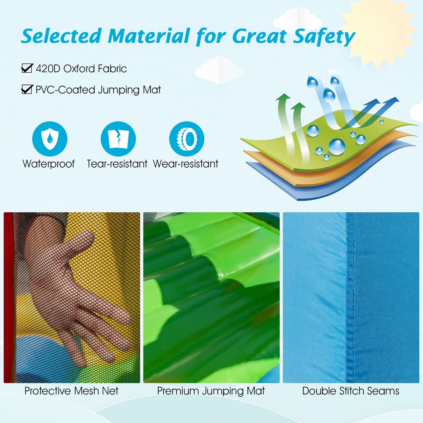 Baseball Themed Inflatable Bounce House with Ball Pit and Ocean Balls with 735W Blower, Multicolor Bounce House at Gallery Canada