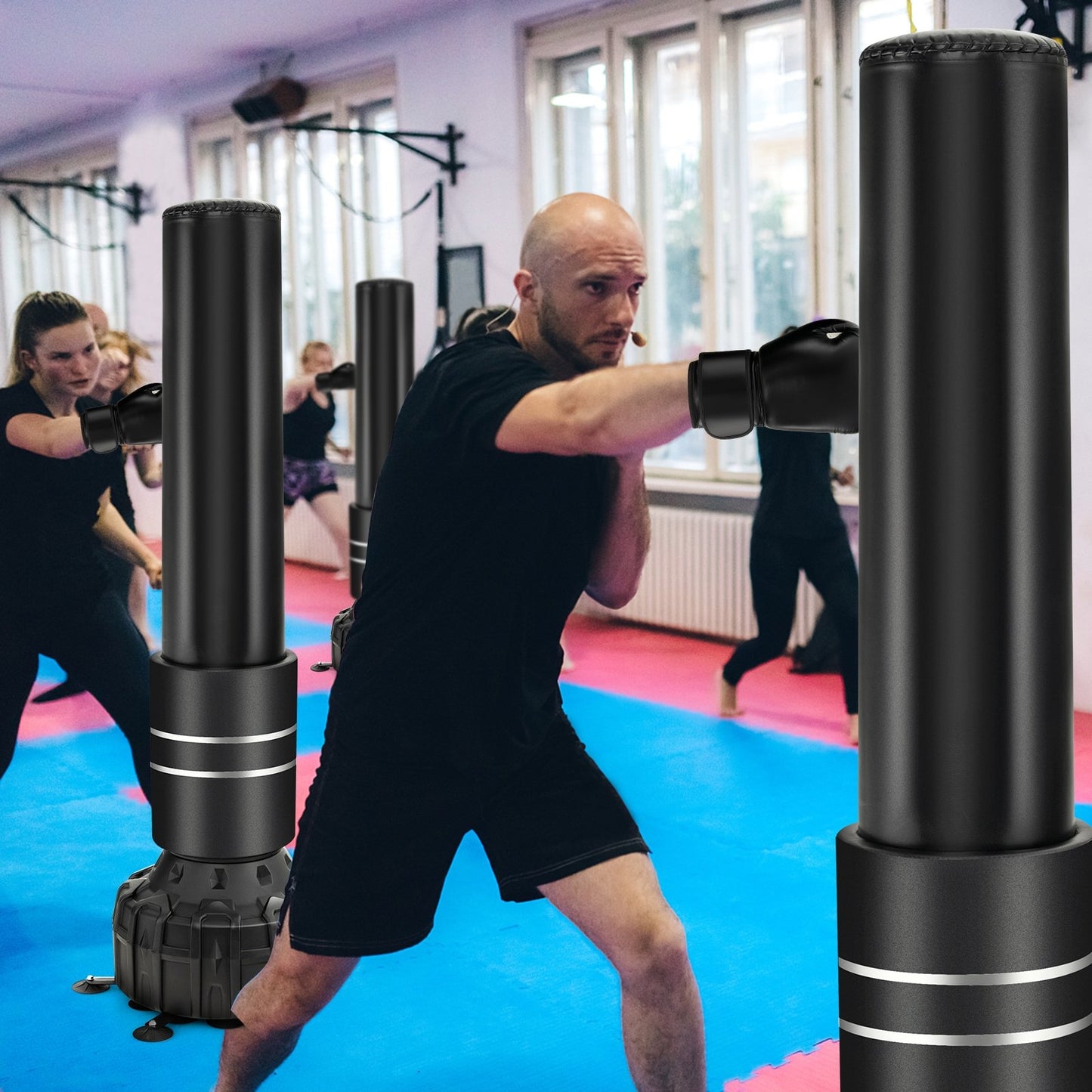 Freestanding Punching Bag 71 Inch Boxing Bag with 25 Suction Cups Gloves and Filling Base, Black