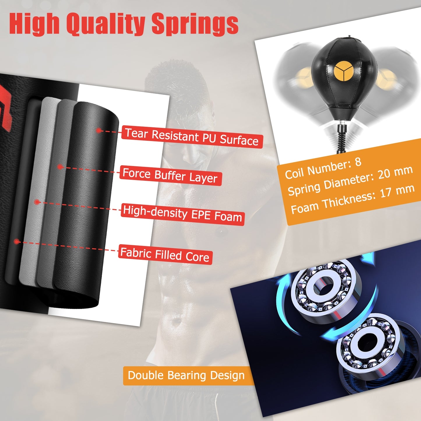 Freestanding Boxing Speed Trainer, Adjustable Height, Fillable 360 Spinning Bar Boxing & Martial Arts at Gallery Canada