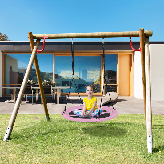 40 Inches Saucer Tree Swing, Adjustable Ropes With Carabiners, Pink Swing & Playsets Pink at Gallery Canada