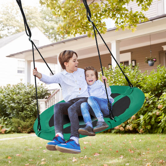 40 Inches Saucer Tree Swing, Round, Adjustable Ropes, Carabiners, Green Swing & Playsets Green at Gallery Canada